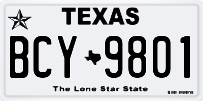 TX license plate BCY9801