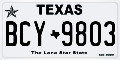 TX license plate BCY9803