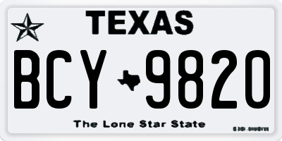 TX license plate BCY9820