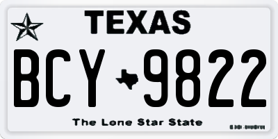 TX license plate BCY9822