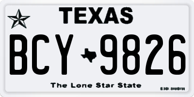 TX license plate BCY9826