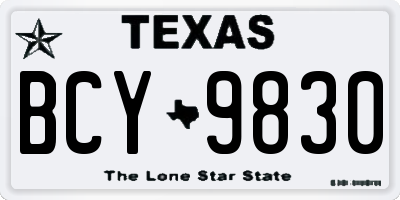 TX license plate BCY9830