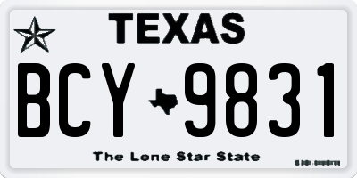TX license plate BCY9831