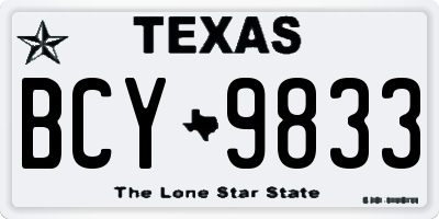 TX license plate BCY9833