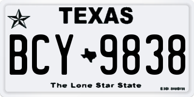 TX license plate BCY9838