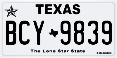 TX license plate BCY9839