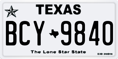 TX license plate BCY9840