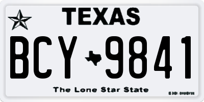 TX license plate BCY9841