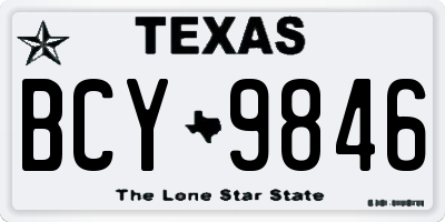 TX license plate BCY9846