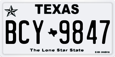 TX license plate BCY9847