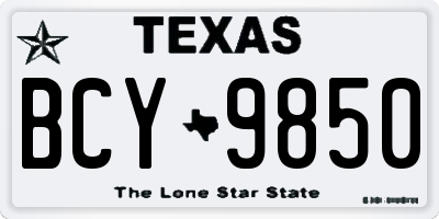 TX license plate BCY9850