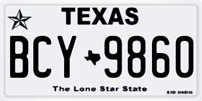TX license plate BCY9860