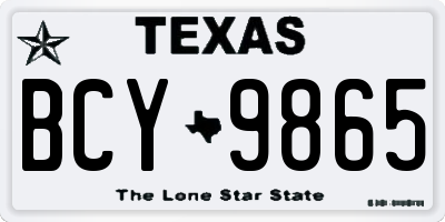 TX license plate BCY9865