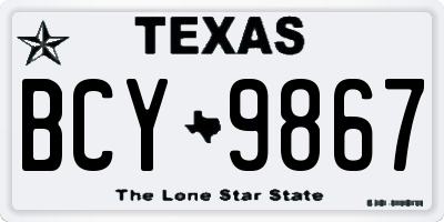 TX license plate BCY9867