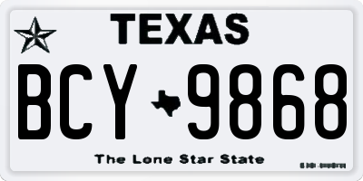 TX license plate BCY9868