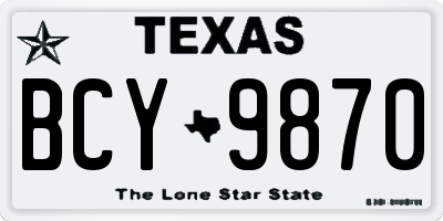 TX license plate BCY9870