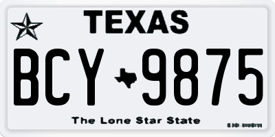 TX license plate BCY9875