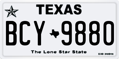 TX license plate BCY9880