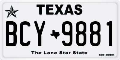 TX license plate BCY9881