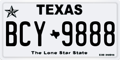 TX license plate BCY9888