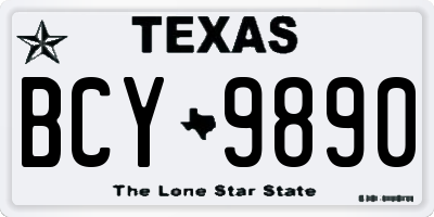 TX license plate BCY9890