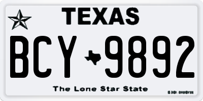 TX license plate BCY9892