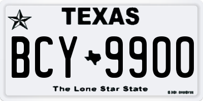 TX license plate BCY9900