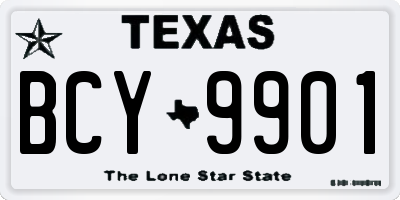 TX license plate BCY9901