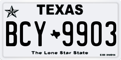 TX license plate BCY9903
