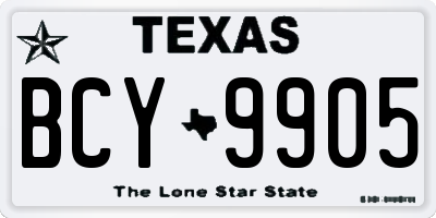 TX license plate BCY9905