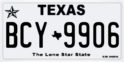 TX license plate BCY9906