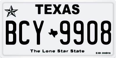 TX license plate BCY9908