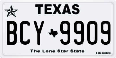 TX license plate BCY9909