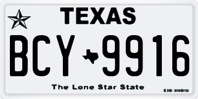 TX license plate BCY9916