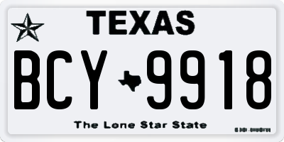 TX license plate BCY9918