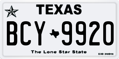 TX license plate BCY9920