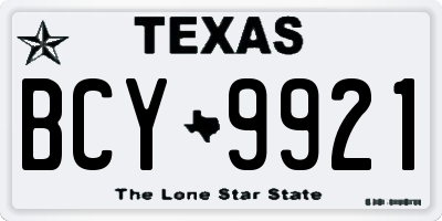 TX license plate BCY9921