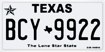 TX license plate BCY9922