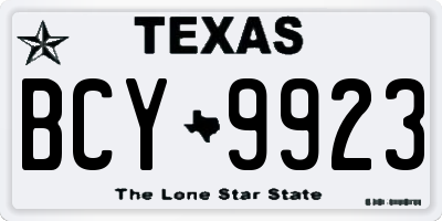 TX license plate BCY9923