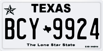 TX license plate BCY9924