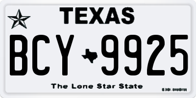 TX license plate BCY9925