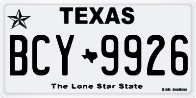 TX license plate BCY9926