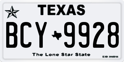 TX license plate BCY9928
