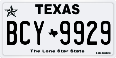 TX license plate BCY9929
