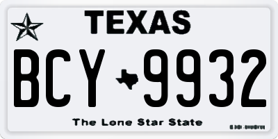 TX license plate BCY9932