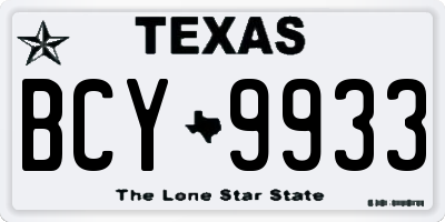 TX license plate BCY9933