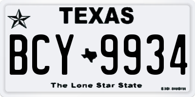 TX license plate BCY9934