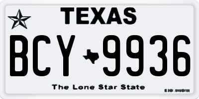 TX license plate BCY9936