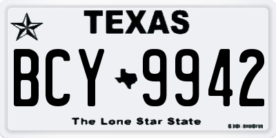 TX license plate BCY9942