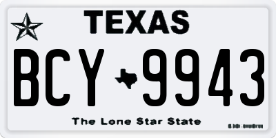 TX license plate BCY9943